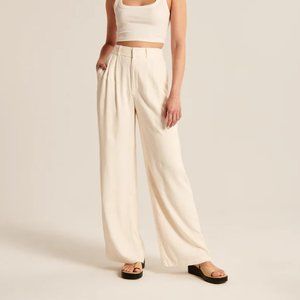 BNWT - Abercrombie and Fitch - Women's Tailored Linen-Blend Wide Leg Pants